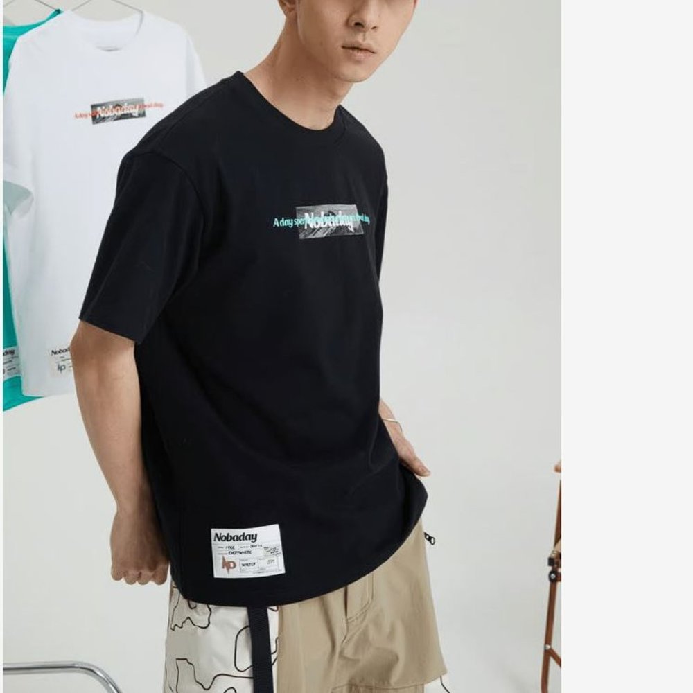 NOBADAY Men's Nobaday Box Logo Tee Size L in Black